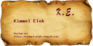 Kimmel Elek névjegykártya